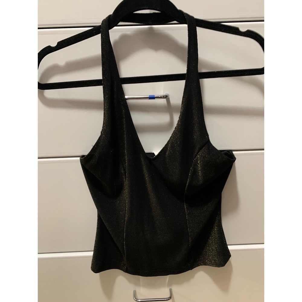 Black with gold shimmer halter top